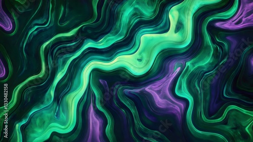 Glowing aurora patterns in green and purple, cosmic vibe