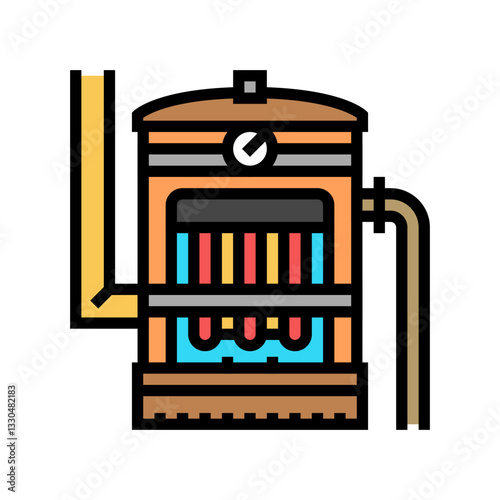 steam powered pump industry color icon vector illustration