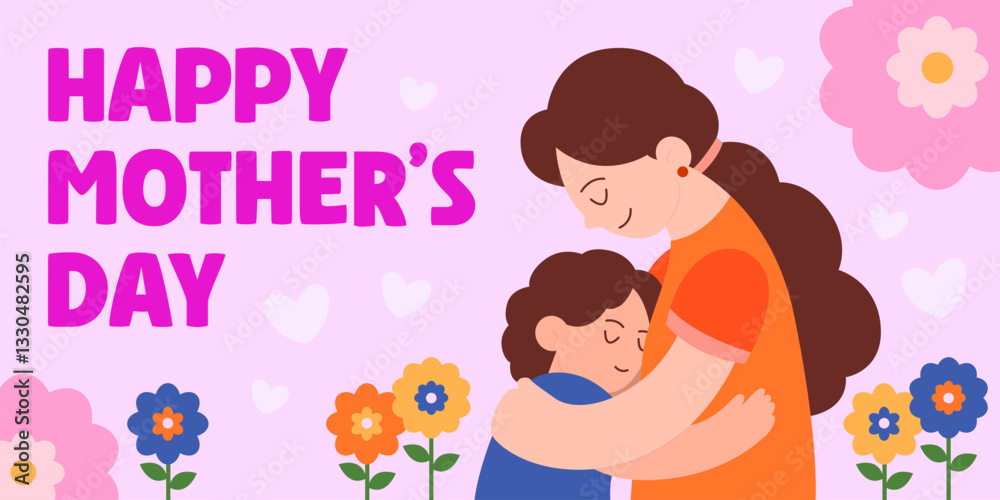 Happy Mothers Day Poster Panoramic Banner Happy Mothers Day Poster Panoramic Banner