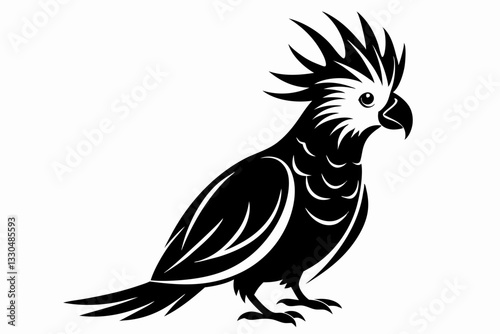 cockatoo line art silhouette vector illustration