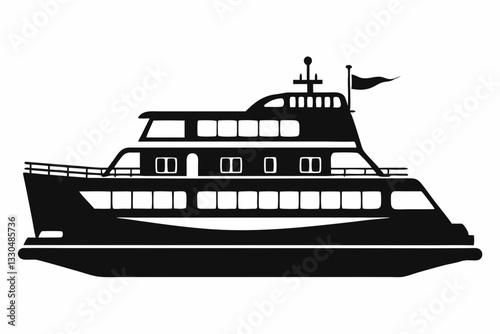 ferry line art silhouette vector illustration