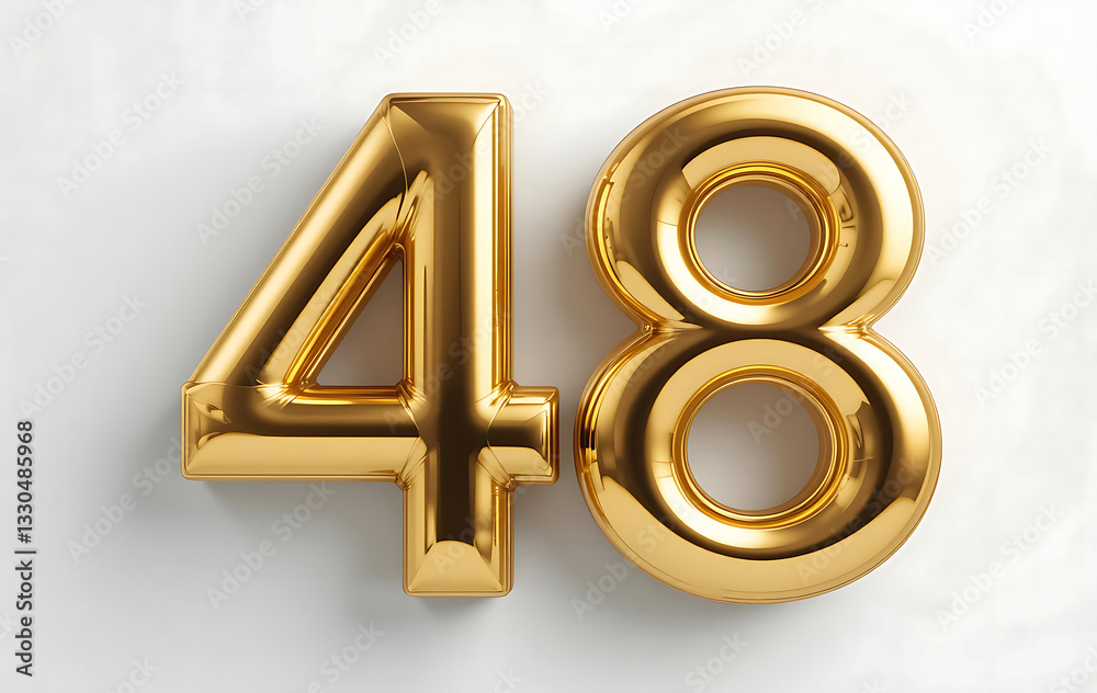 Number 48 gold 3d on white background for marketing, sales, discounts, promotions, financial, business, Anniversary, banner. 48 years anniversary golden number. gold 3d numeral isolated. 48 number 3d Number 48 gold 3d on white background for marketing, sales, discounts, promotions, financial, business, Anniversary, banner. 48 years anniversary golden number. gold 3d numeral isolated. 48 number 3d