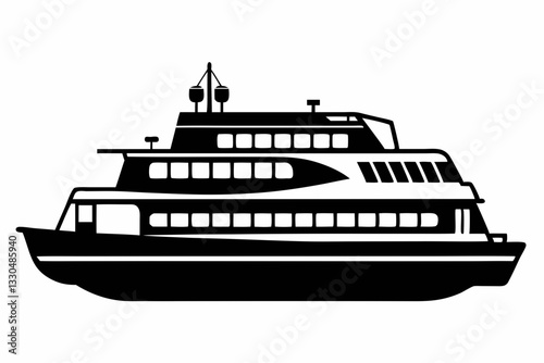 ferry line art silhouette vector illustration