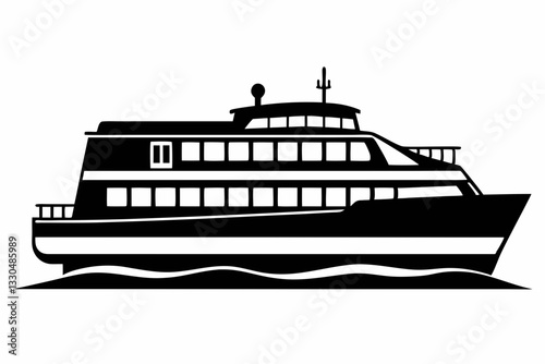 ferry line art silhouette vector illustration