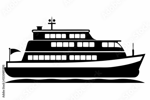 ferry line art silhouette vector illustration