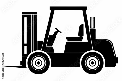 forklift line art silhouette vector illustration