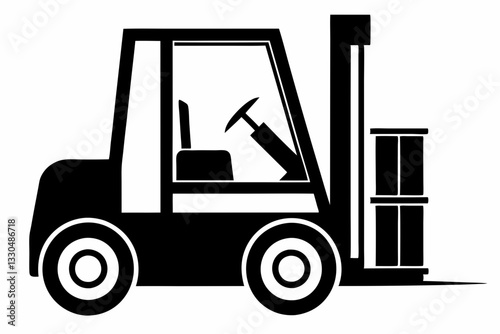 forklift line art silhouette vector illustration