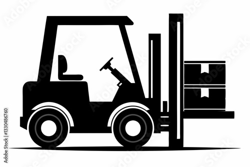 forklift line art silhouette vector illustration