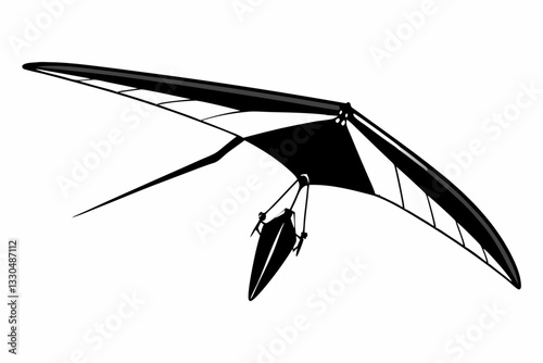 hang glider line art silhouette vector illustration