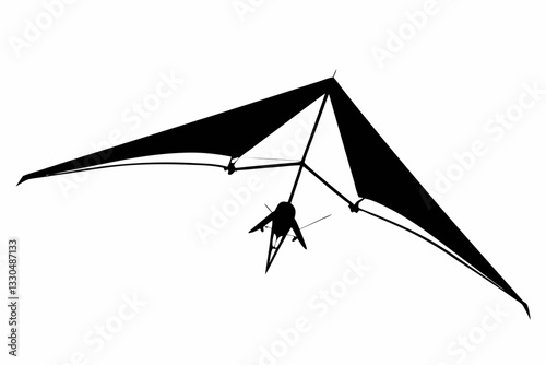 hang glider line art silhouette vector illustration