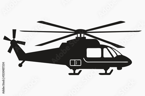 helicopter line art silhouette vector illustration