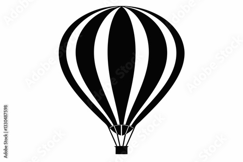 hot air balloon line art silhouette vector illustration
