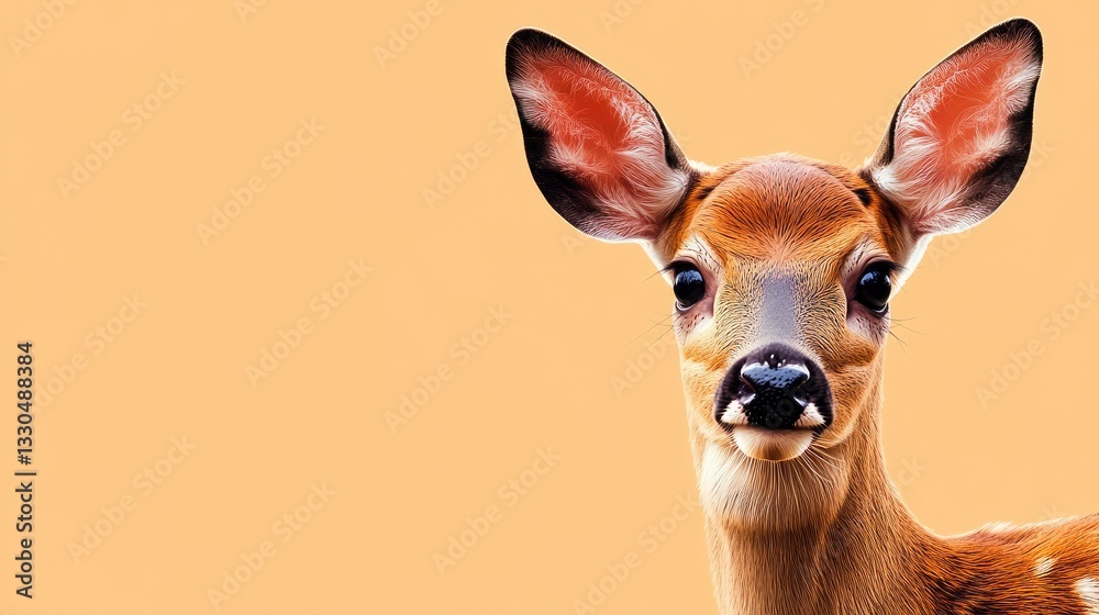 Fototapeta premium Close Up Deer Portrait with Blank Space for Text or Message