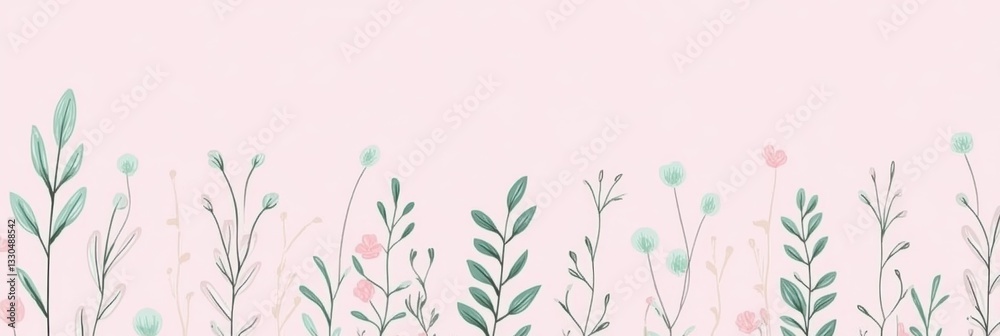 Pastel Floral Meadow: A Delicate Springtime Illustration Pastel Floral Meadow: A Delicate Springtime Illustration
