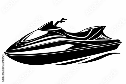 jet ski line art silhouette vector illustration