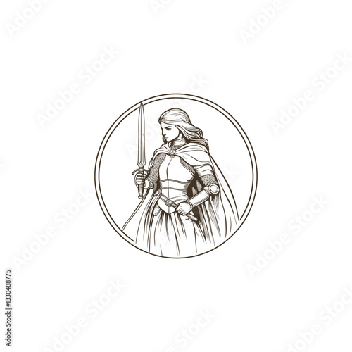 Woman knight design vector template illustration