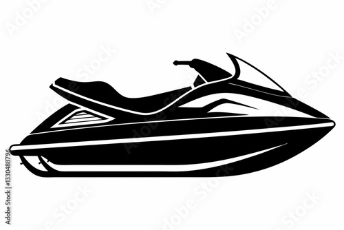 jet ski line art silhouette vector illustration