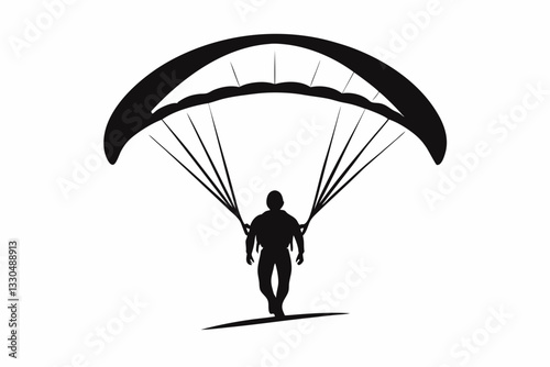 paraglider line art silhouette vector illustration