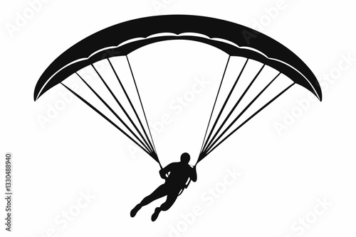 paraglider line art silhouette vector illustration