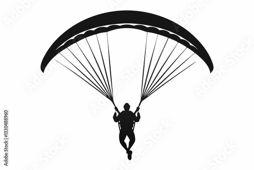 paraglider line art silhouette vector illustration