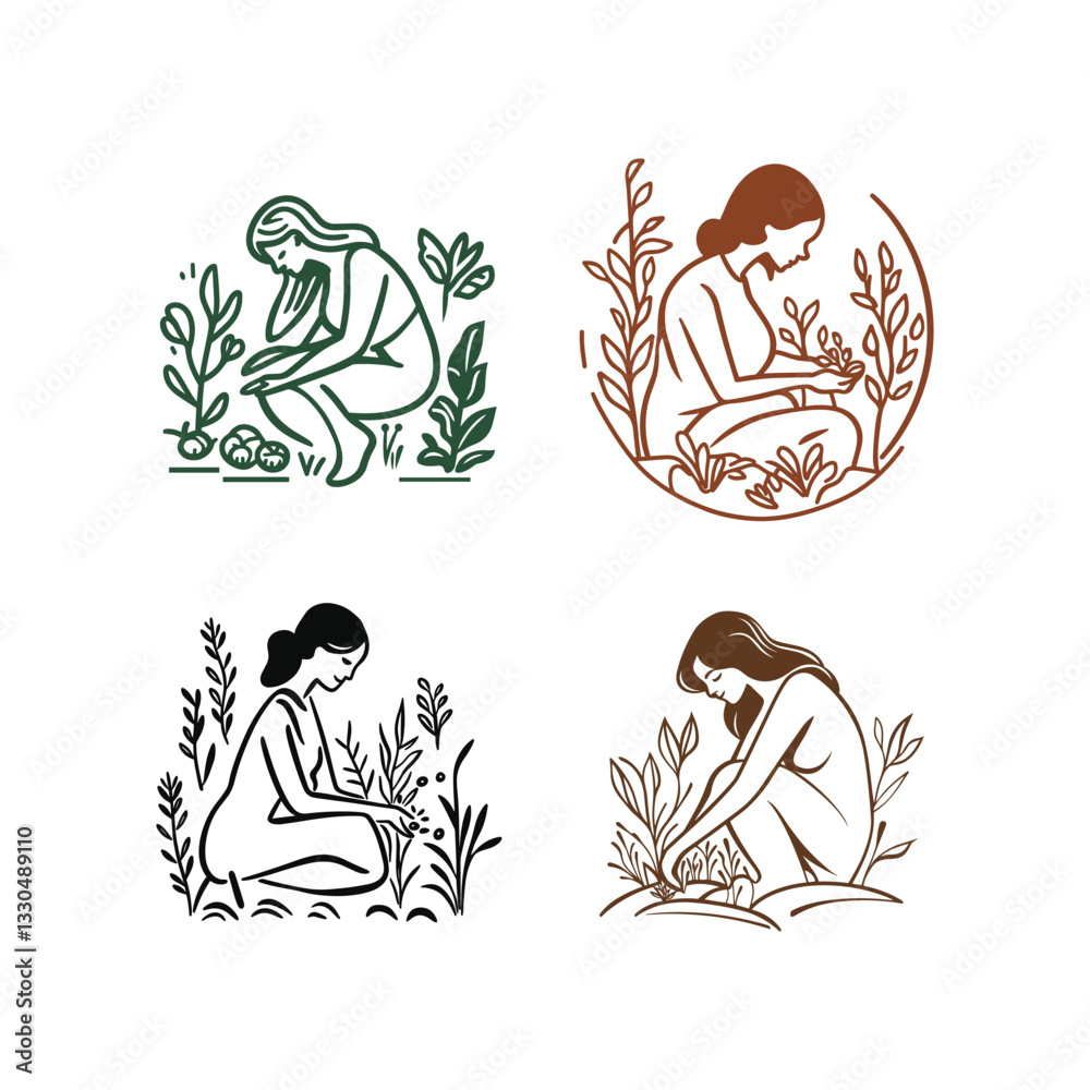 woman planting a tree design vector template illustration woman planting a tree design vector template illustration