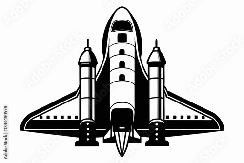 space shuttle line art silhouette vector illustration