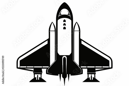 space shuttle line art silhouette vector illustration
