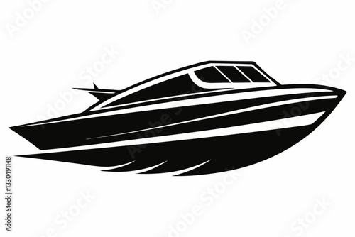 speedboat line art silhouette vector illustration