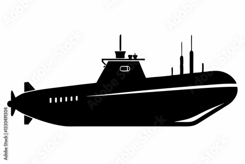 submarine line art silhouette vector illustration
