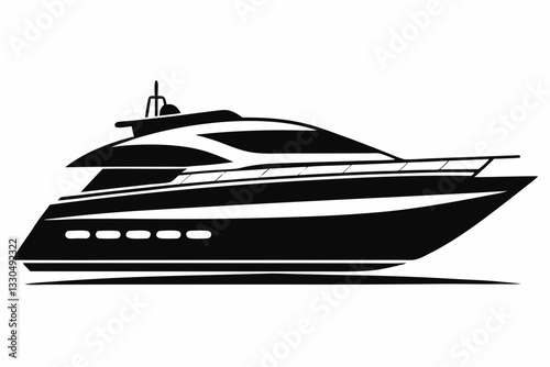 yacht line art silhouette vector illustration
