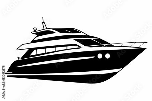 yacht line art silhouette vector illustration