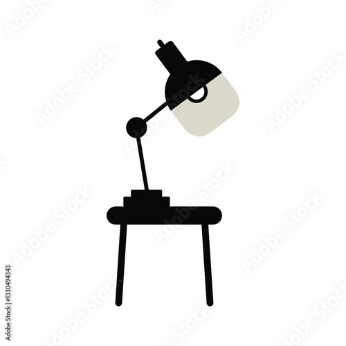 Simple Silhouette of a Desk Lamp on a Small Table vector illustration.