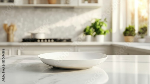 Wallpaper Mural Empty White Bowl on Marble Countertop in Bright Modern Kitchen Setting Torontodigital.ca