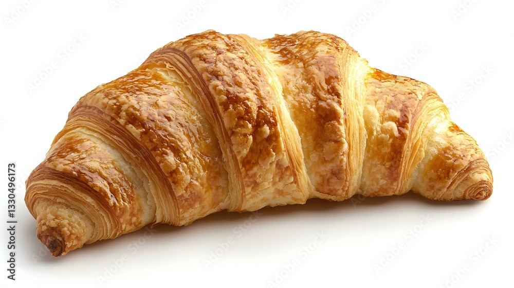 Freshly baked croissant displayed on a white Freshly baked croissant displayed on a white