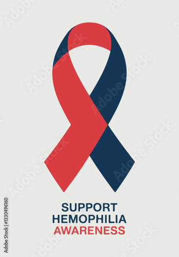 World Hemophilia Day vector design with an awareness ribbon and medical icons. Solid colors, no gradients, scalable for social media, T-shirts, stickers, posters, and print cards.
