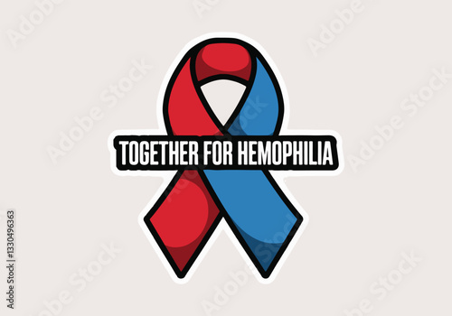 World Hemophilia Day vector design with an awareness ribbon and medical icons. Solid colors, no gradients, scalable for social media, T-shirts, stickers, posters, and print cards.