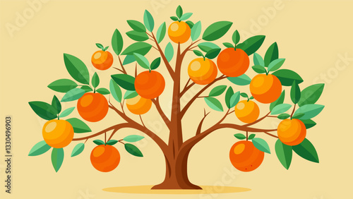 By studying genetic traits plant breeders have developed an orange tree variety that produces fruit with higher levels of Vitamin C improving overall human health.. Vector illustration
