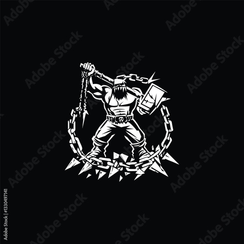 mighty executioner design vector template illustration