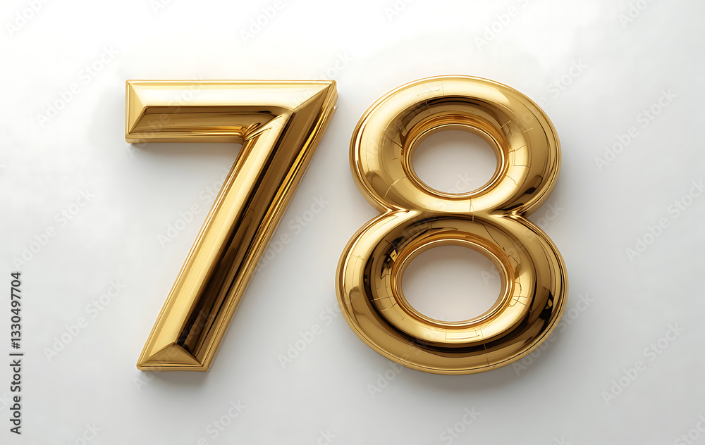 Number 78 gold 3d on white background for marketing, sales, discounts, promotions, financial, business, Anniversary, banner. 78 years anniversary golden number. gold 3d numeral isolated. 78 number 3d Number 78 gold 3d on white background for marketing, sales, discounts, promotions, financial, business, Anniversary, banner. 78 years anniversary golden number. gold 3d numeral isolated. 78 number 3d
