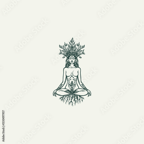 Gaia ancient greek goddess design vector template illustration