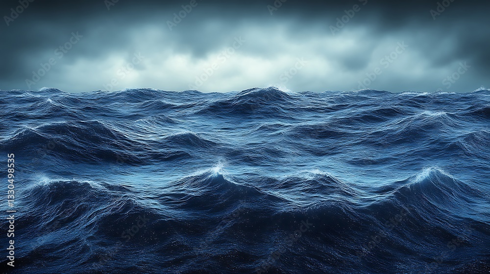 Fototapeta premium Dark Ocean Waves Under a Stormy Sky