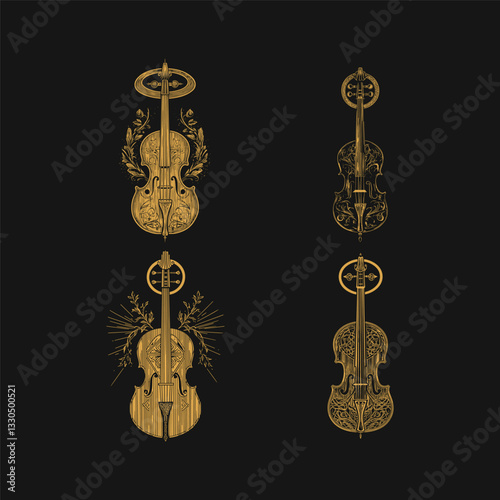 Medieval fiddle design vector template illustration