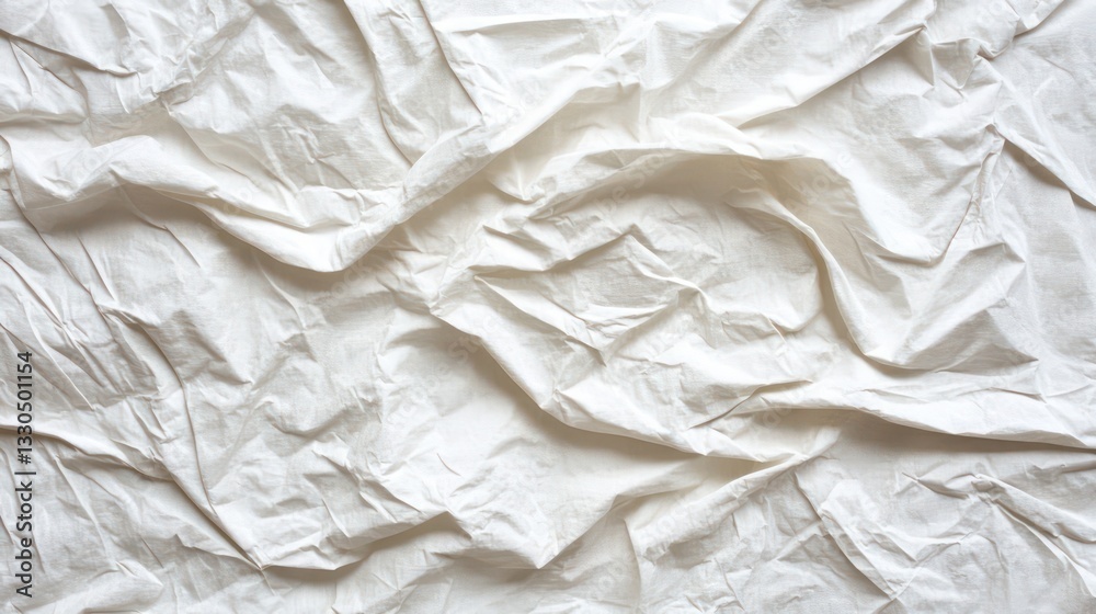 Obraz premium Abstract luxury white fabric texture background, white crumpled and creased glued wrinkled paper poster texture background, Abstract white crumpled and creased recycle paper texture background