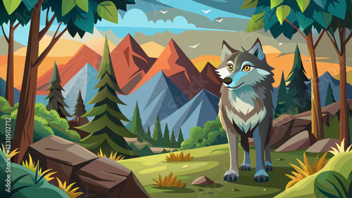 Wolf in the alps forest