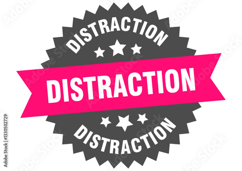 distraction. distraction round pink label isolated on transparent background