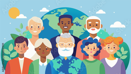 A powerful force of seniors using their collective voice and influence to address social political and environmental issues.. Vector illustration
