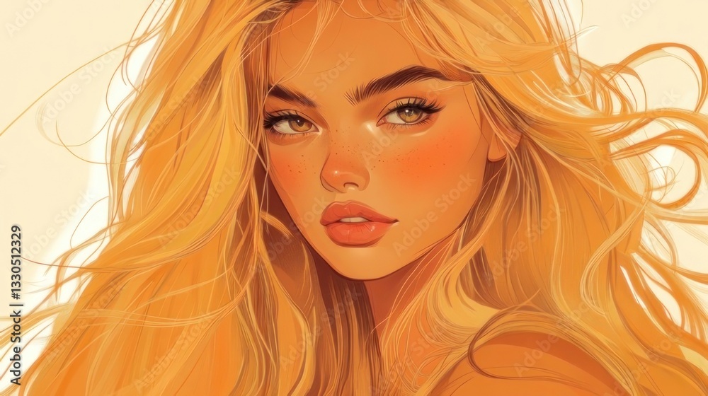 Golden-haired woman, sun-kissed portrait Golden-haired woman, sun-kissed portrait