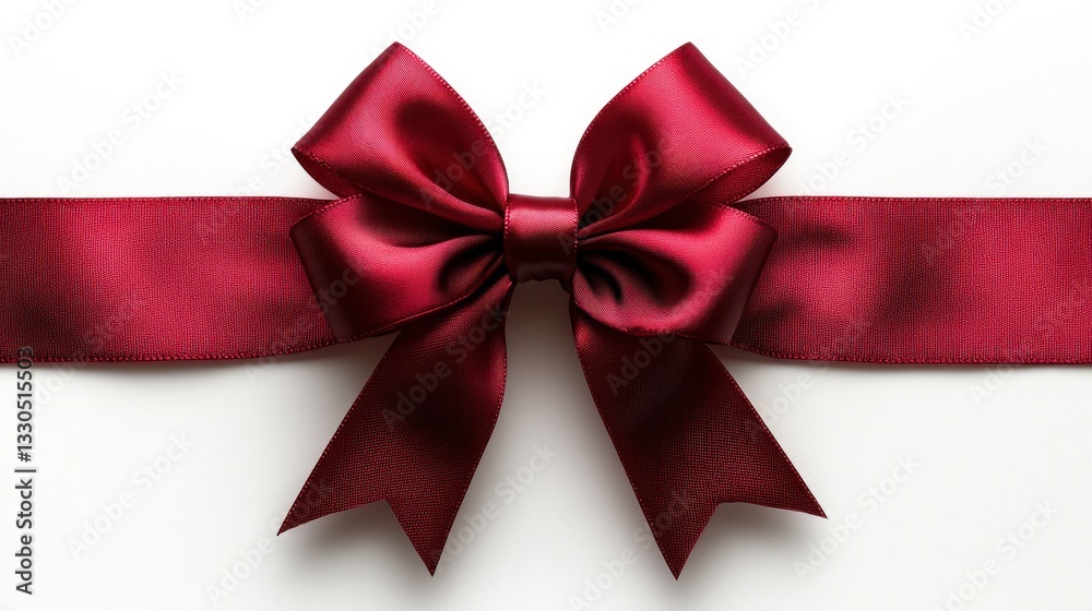 Red satin ribbon bow, elegant gift wrapping accessory, simple presentation, perfect for celebrations Red satin ribbon bow, elegant gift wrapping accessory, simple presentation, perfect for celebrations