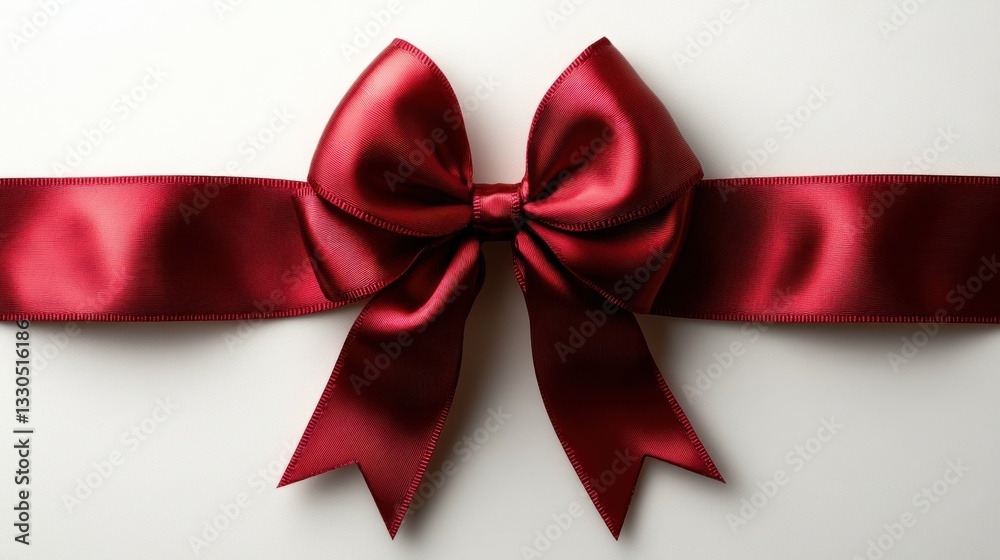 Red satin ribbon bow on white background Red satin ribbon bow on white background