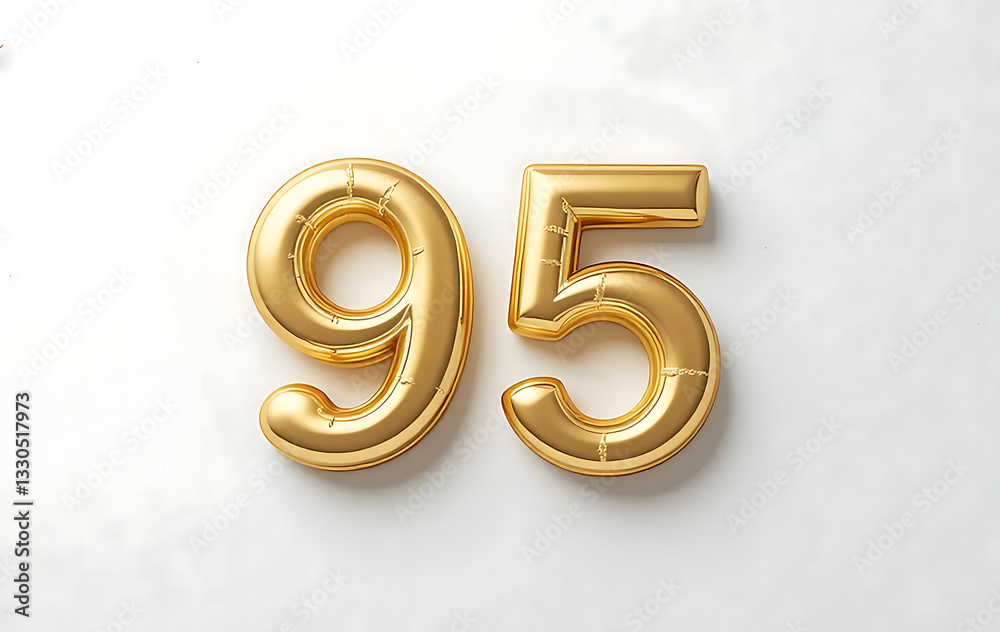Number 95 gold 3d on white background for marketing, sales, discounts, promotions, financial, business, Anniversary, banner. 95 years anniversary golden number. gold 3d numeral isolated. 95 number 3d Number 95 gold 3d on white background for marketing, sales, discounts, promotions, financial, business, Anniversary, banner. 95 years anniversary golden number. gold 3d numeral isolated. 95 number 3d